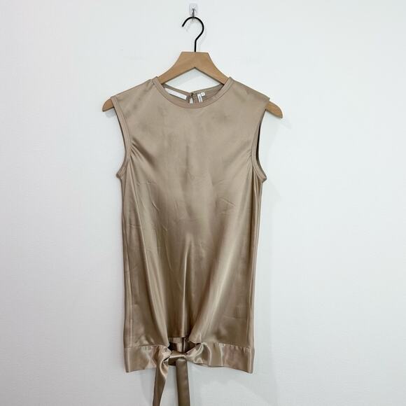 Helmut Lang Hem Drape Tie Tank Top Butter Gold Tan size Small - Picture 1 of 8
